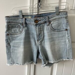 Kut from the Kloth Blue Jean Shorts Distressed Hem